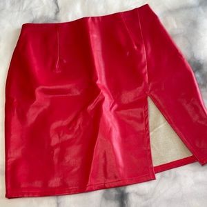 Superdown Red Leather Mini Skirt